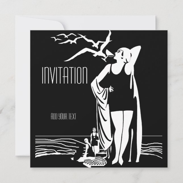 Invitation Vintage noir noir noir blanc (Devant)