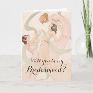 Invitation Vintage Nouveau Will You Be My Bridesmaid