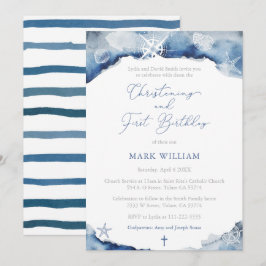 Invitation Vintage Ocean Boy Christening 1er anniversaire