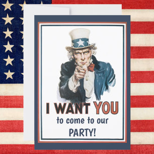 Invitation Vintage Oncle Sam patriotique Je VEUX VOUS