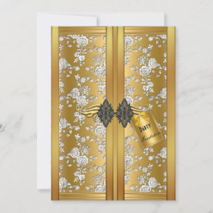 Invitation Vintage Or Argent Rose Damasqué Armoire pour Fête