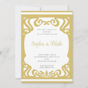 Invitation Vintage or et blanc Elaborer Art Déco Mariage