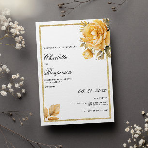 Invitation Vintage or mauve vert pivoine mariage floral