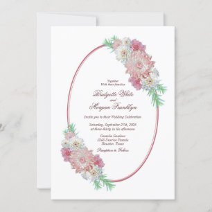 Invitation Vintage Ovale Frame rose Floral Mariage