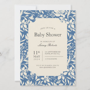 Invitation Vintage Painterly Floral (Bleu Artistique et Beige