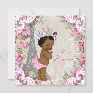 Invitation Vintage Paris Ethnic Princess Floral Baby shower