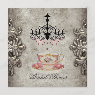 Invitation Vintage paris lustre mariée Tea Party