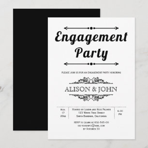 Invitation Vintage partie d'engagement pour la typographie en