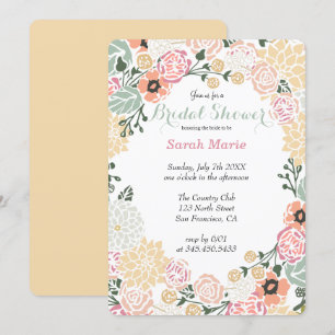 Invitation vintage Pastel Flower Wreath Party