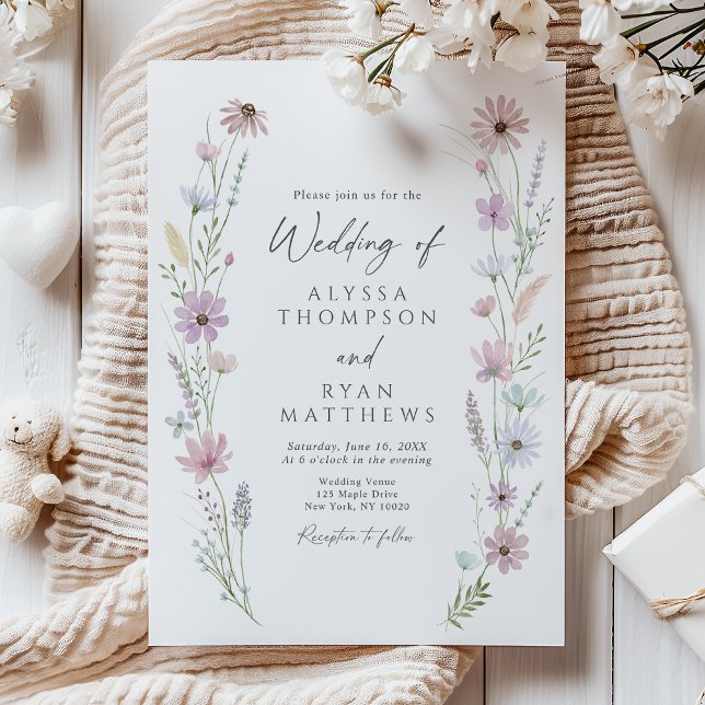 Invitation Vintage Pastel Wildflower Floral Wedding (Créateur téléchargé)