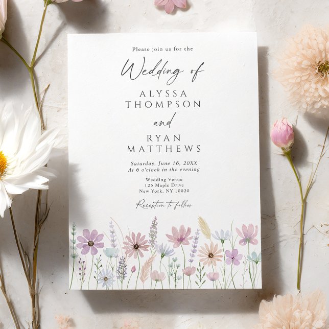 Invitation Vintage Pastel Wildflower Meadow Wedding (Créateur téléchargé)