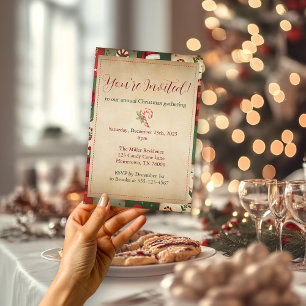 Invitation Vintage Patchwork Quilt Noël Fête de Noël
