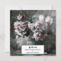 *~* Vintage Peony Flower Art AR23 QR RSVP MARIAGE