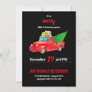 Invitation Vintage personnalisé Camion rouge Noël