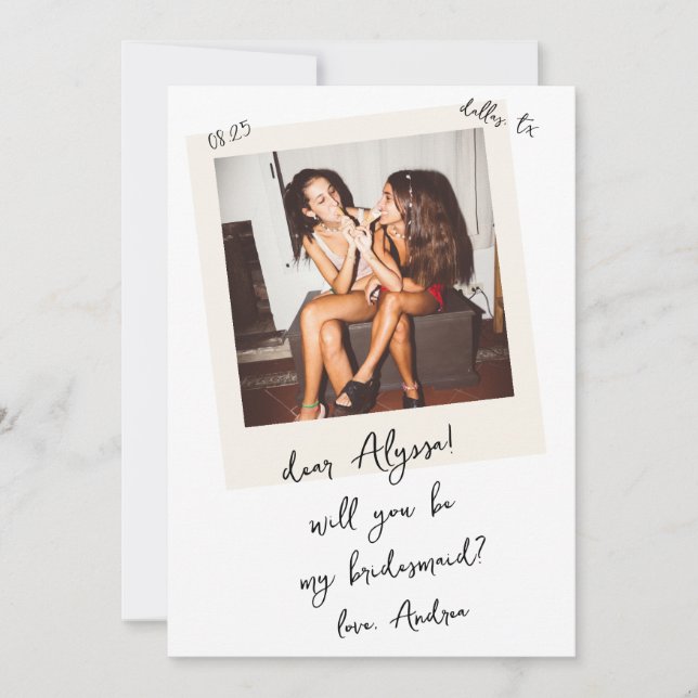 Invitation Vintage Photo Handwritten Bridesmaid Proposal (Devant)