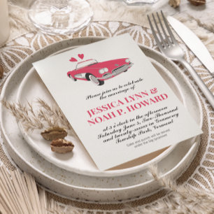 Invitation Vintage Pink Classic les années 50 Convertible Ret