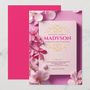 Invitation Vintage Pink Story Bat mitzvah
