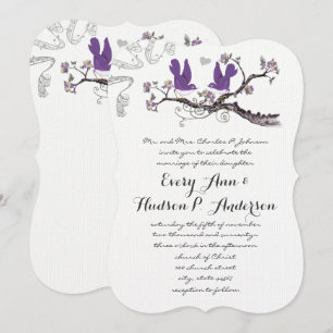 Invitation Vintage Plum Birds Mariage jaune et violet Inviter