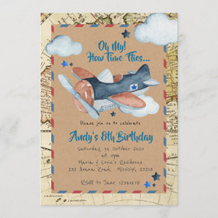 Invitation Vintage pour l'anniversaire d'un avion