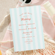 Vintage Preppy Stripes Aqua Orange Enregistrer la 
