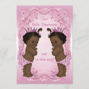 Invitation Vintage Princess Twins Baby shower rose