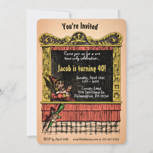 Invitation Vintage Punch et Judy Style personnalisable