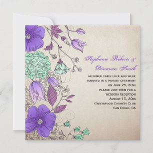 Invitation Vintage Purple Lavender Mint Fleurs sauvages Maria