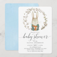 Vintage Rabbit Botanique Blue Boy Baby shower