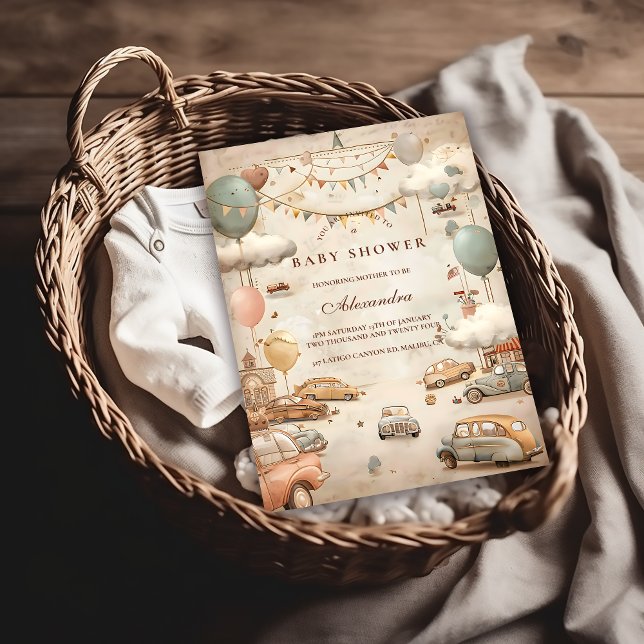 Invitation Vintage Racing Baby Shower (Créateur téléchargé)