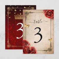 Vintage Red Rose Black Gold