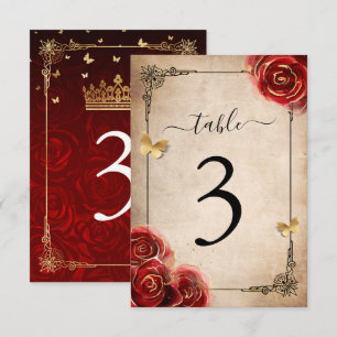 Invitation Vintage Red Rose Black Gold 