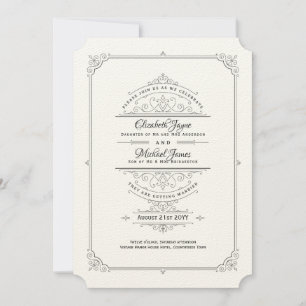Invitation Vintage Regency Fet Ecru Mariage