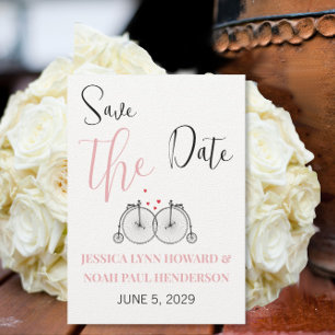 Invitation Vintage Retro Bicycle Love rose rouge Enregistrer 