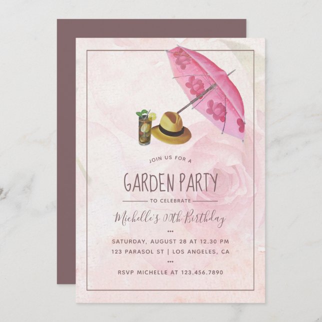 Invitation Vintage Retro Garden (Devant / Derrière)