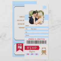 Vintage Retro Mariage RSVP Train Ticket Stub photo