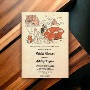 Invitation Vintage Retro Old Funny Couple Comic Fête des mari