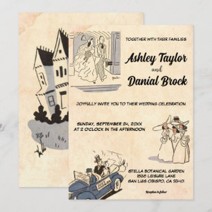 Invitation Vintage Retro Vieux Romantique Moderne Mariage élé