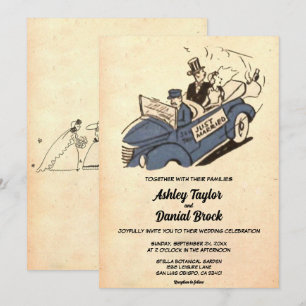 Invitation Vintage Retro Vieux Rustique Couple Mariage Ancien