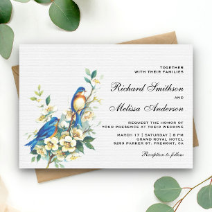 Invitation Vintage Romantique Floral Oiseaux Mariage