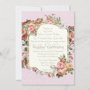 Invitation Vintage Rose d'antiquité Floral Bouquet Mariage of