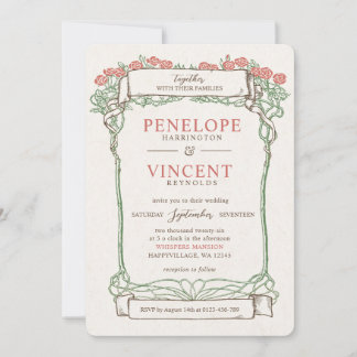 Invitation Vintage Rose Frame Wedding