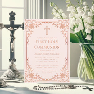 Invitation Vintage Rose Gold Blush rose fille première commun