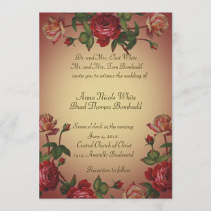 Invitation vintage rose victorien de mariage de