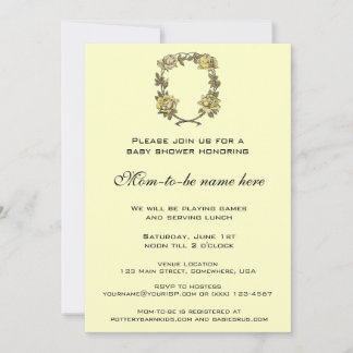 Invitation Vintage Rose Wreath, Spring or Summer Baby Shower