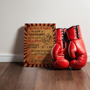 Invitation Vintage Rumble First Knockout Boxing Anniversaire