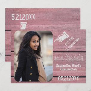 Invitation Vintage Rustic Wood Graduation Photo Enregistrer L