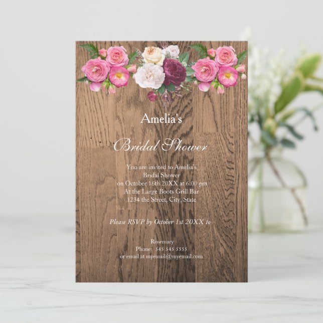 Invitation vintage Rustique de douche nuptiale (Debout devant)
