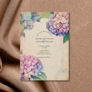 Invitation Vintage Rustique Pastel Hydrangea Flower