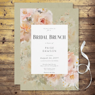 Invitation Vintage Rustique Sage Floral Frame Bridal Brunch