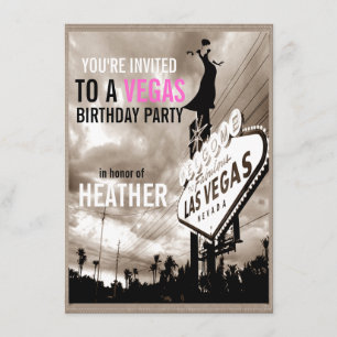 Invitation Vintage Sépia Fête d'anniversaire moderne à Las Ve
